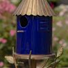 Cannes Iron & Cobalt Blue Porcelain Birdhouse on Stake