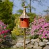 Amsterdam Iron & Orange Porcelain Birdhouse on Stake