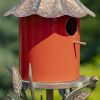 Amsterdam Iron & Orange Porcelain Birdhouse on Stake