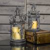 Set of 2 Round Glass "Twigs" Iron Lanterns