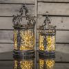 Set of 2 Round Glass "Twigs" Iron Lanterns