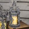 Set of 2 Round Glass "Twigs" Iron Lanterns