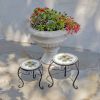 "Marisol" Set of 2 Round Iron Mosaic Plant Stands