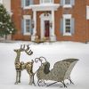 Large Galvanized Reindeer and Sleigh Decoration