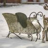 Large Galvanized Reindeer and Sleigh Decoration