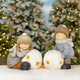 Tushka Figurines with Snowball Candleholders and Star Cutouts