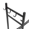 Black Metal Firewood Rack with Poker, Shovel, Tongs and Broom