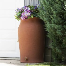 Plastic Urn Rain Barrel with Planter Top (Color: Terra Cotta)