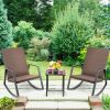 3 Pieces Patio Rattan Rocking Furniture Set