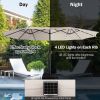 15 Feet Double-Sided Patio Umbrella with 48 LED Lights-Beige