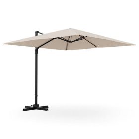 9.5 Feet Square Patio Cantilever Umbrella with 360?° Rotation-Beige (Color: Navy)