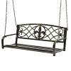 Sturdy 2-Seat Swing Bench with Scroll Accents