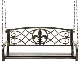 Sturdy 2-Seat Swing Bench with Scroll Accents (Color: Bronze)