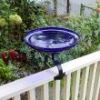 12" Crackle Glass Birdbath with Over Rail Bracket