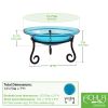 12 Inch Crackled Glass Birdbath with Short Stand