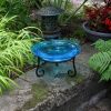 12 Inch Crackled Glass Birdbath with Short Stand