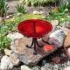 12" Crackle Glass Birdbath with Tripod Stand