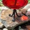 12" Crackle Glass Birdbath with Tripod Stand