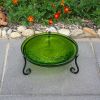 14" Crackled Glass Birdbath with Short Stand II