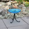 14" Crackled Birdbath with Tripod Stand