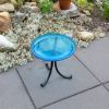 14" Crackled Birdbath with Tripod Stand