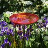 14" Crackled Glass Bowl with Cradle and Stake