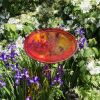 14" Crackled Glass Bowl with Cradle and Stake