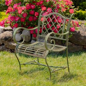 "Stephania" Victorian-Style Iron Garden Armchair (Color: Antique White)