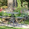 Three Piece Metal Bistro Set with Two Folding Chairs & One Round Table