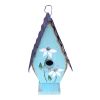 A Frame Birdhouse with Handpainted Flowers & Metal Roof