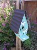 A Frame Birdhouse with Handpainted Flowers & Metal Roof