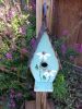 A Frame Birdhouse with Handpainted Flowers & Metal Roof