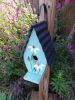 A Frame Birdhouse with Handpainted Flowers & Metal Roof