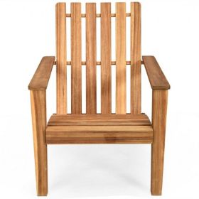 Acacia Wood Adirondack Lounge Armchair (Color: Natural)