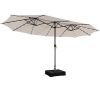 15 Feet Double-Sided Patio Umbrella with 48 LED Lights-Beige