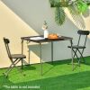 Rattan Patio Dining Set with Acacia Wood Table and Cushioned Chair