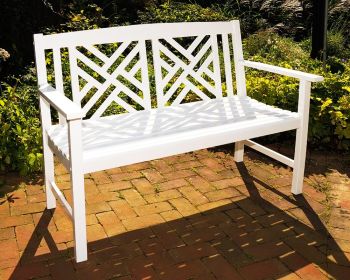 Fretwork Bench (Color: White)