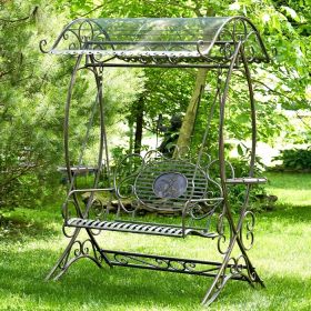 Electroplated Garden Swing Bench (Color: White Finish)