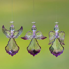 Large Hanging Acrylic Angel Ornaments in 3 Assorted Styles (Color: Purple)