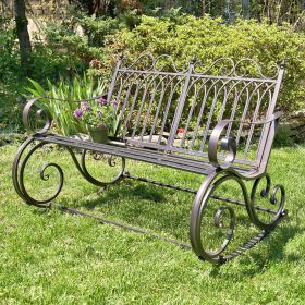 "Tatiana" Iron Rocking Garden Bench (Color: Antique White)