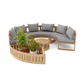 Circular Modular Deep Seating Set with Planter at the End (Color: Granite)