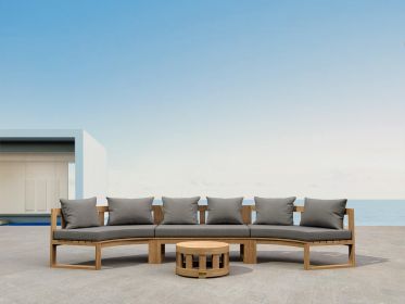 Comma Shaped Modular Deep Seating Set (Color: Slate)