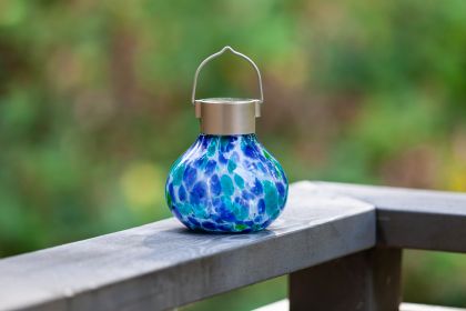 Solar Glass Tea Lantern (Color: Tidal Blue)