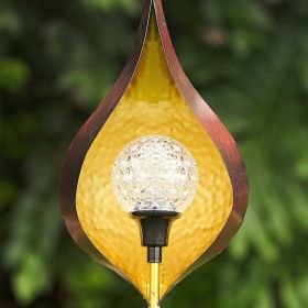 Iron Raindrop Solar Garden Stake (Color: Yellow)