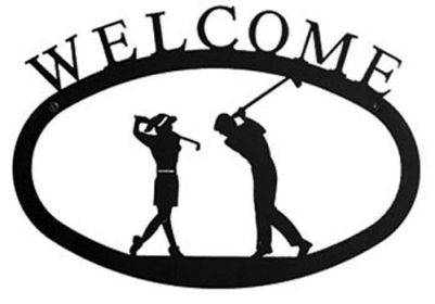 Two Golfers Welcome Sign (Size: Large)