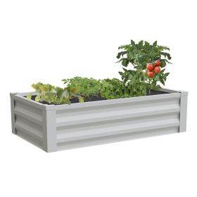 Metal Raised Garden Bed Planter (Color: White)