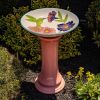 Tall Porcelain Birdbath with Hand Painted Patterns