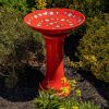 Tall Porcelain Birdbath with Hand Painted Patterns