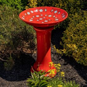 Tall Porcelain Birdbath with Hand Painted Patterns (Style: Alice)