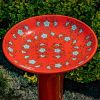 Tall Porcelain Birdbath with Hand Painted Patterns